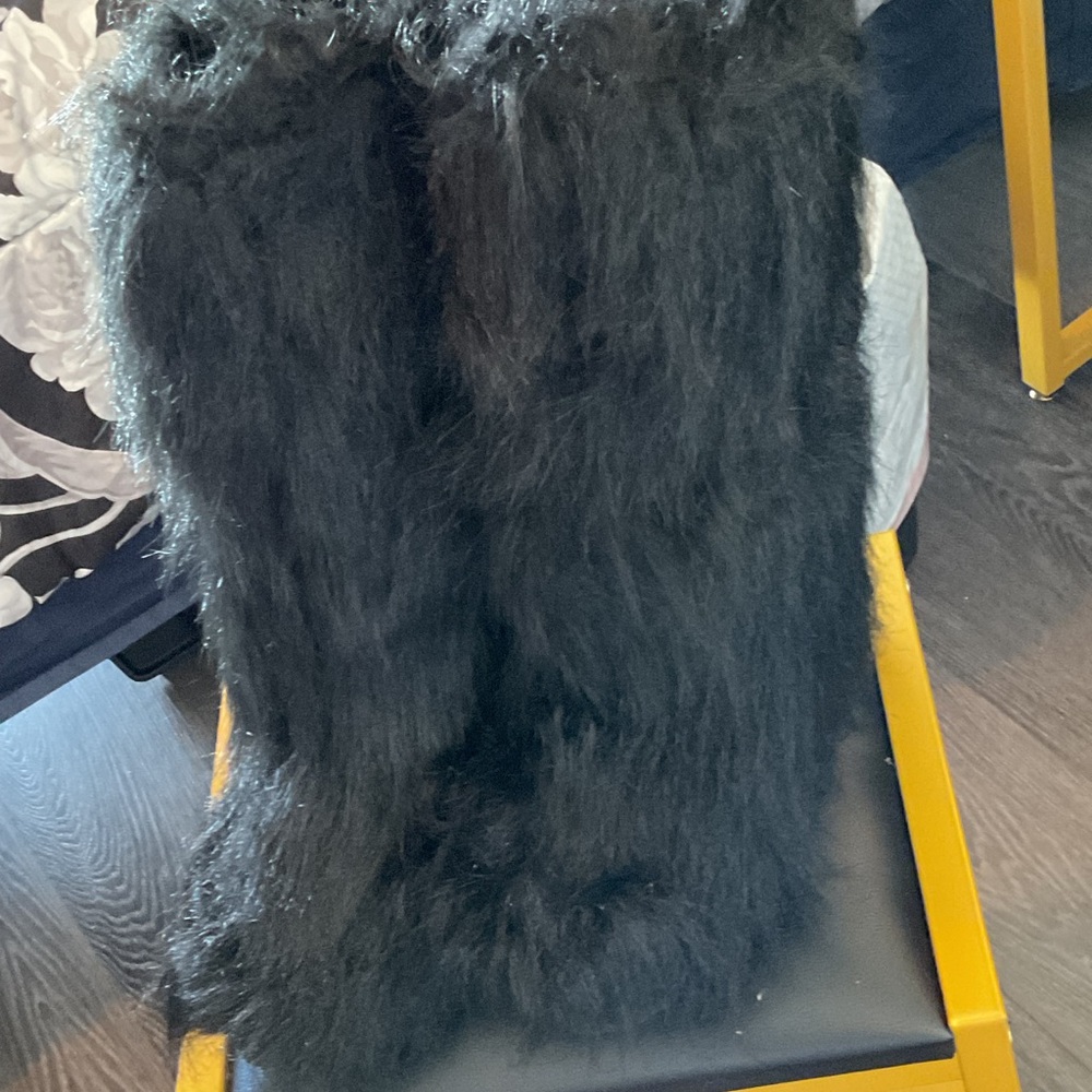 Black Faux Fur Long boots